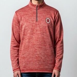 Scarlet & Gray Ohio State Buckeyes Mens Medium Red Space Dye 1/4 Zip Pullover